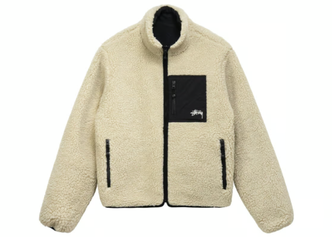 Stussy 8 Ball Sherpa Reversible Jacket Cream