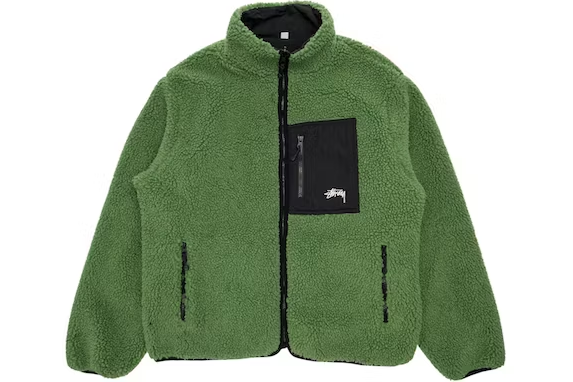 Stussy 8 Ball Sherpa Reversible Jacket Green