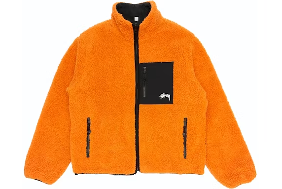 Stussy 8 Ball Sherpa Reversible Jacket Orange