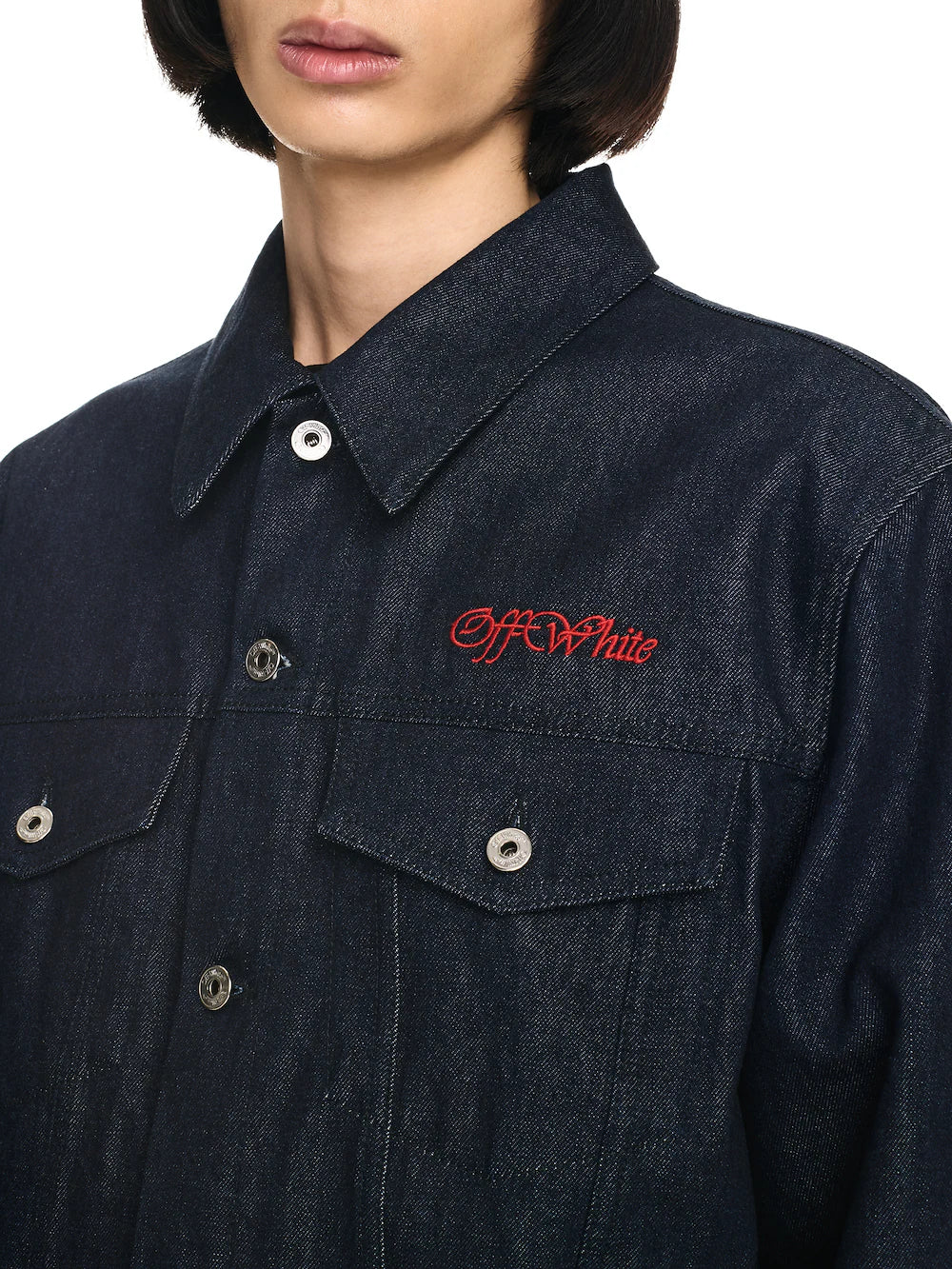 Off-White Dusty Blue Script Skate Denim Jacket